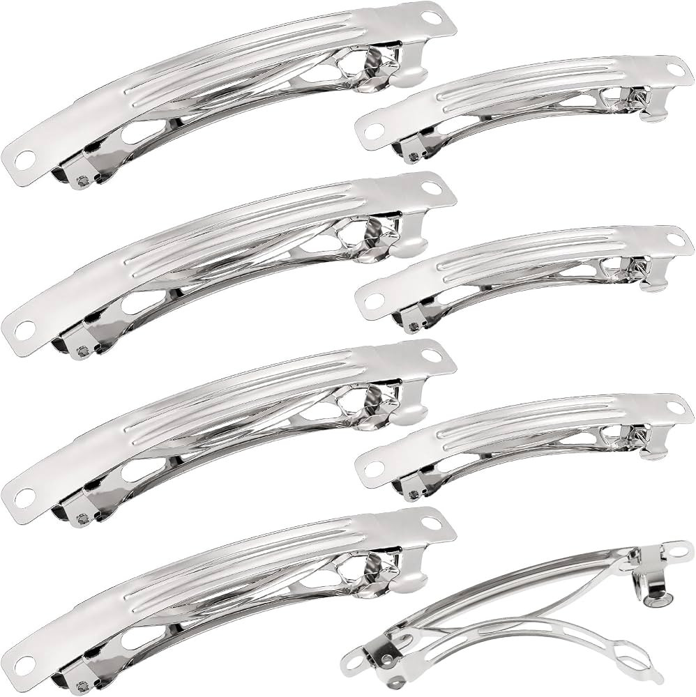 8pcs Blank French Barrette Hair Clips, 2 Sizes Metal Spring Snap Clips, Hair Styling Accessories ... | Amazon (US)