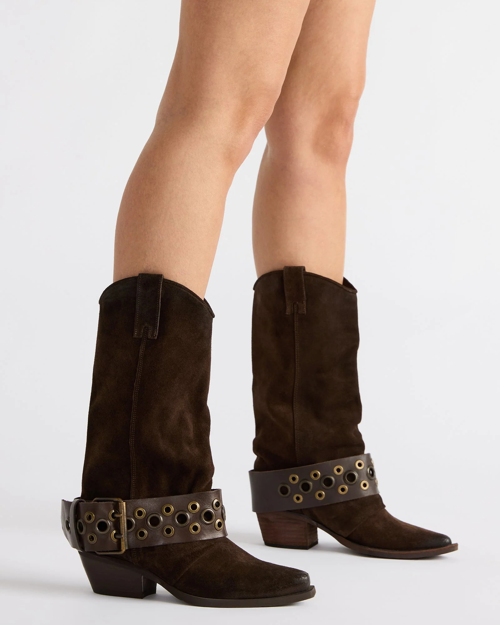 ASHWOOD Brown Suede Pointed-Toe Western Women's Boot | Steve Madden (US)