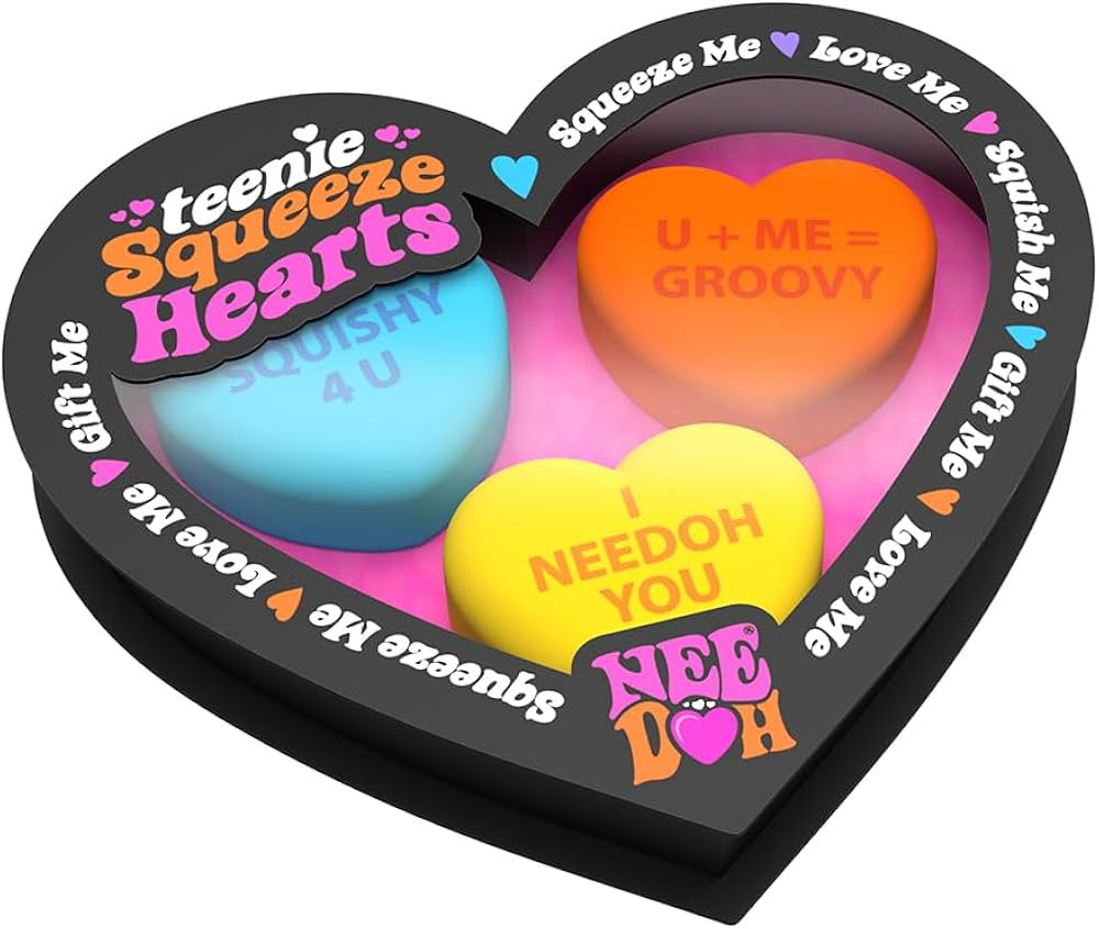 Schylling NeeDoh Teenie Squeeze Hearts - Valentines Fidget Toy - 3 Mini Groovy Globs in Assorted ... | Amazon (US)