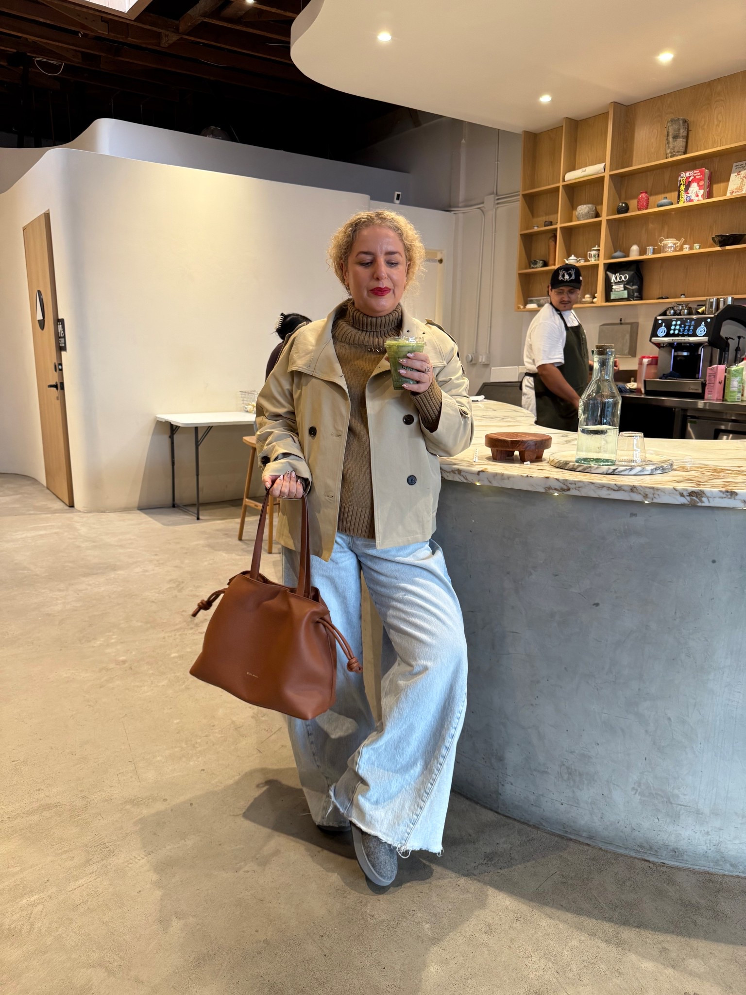 Today’s outfit: cropped double breast trench coat, turtleneck and baggy jeans to lounge in a cafe when it’s chilly out 

#LTKHoliday #LTKootd #LTKCyberWeek