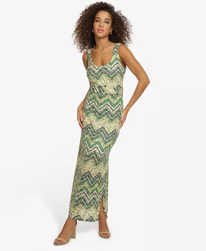 Siena Women's Open-Stitched Belted Side-Slit Midi Dress - Macy's | Macy's