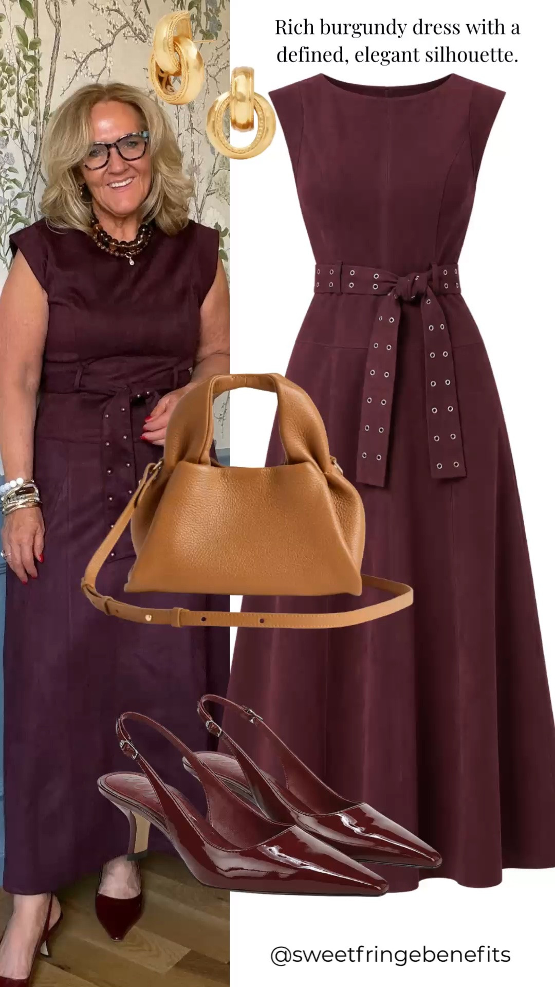 I’m wearing a medium in this burgundy dress. I love the rich color and the belted waist. It has that polished feel without being overly dressy, and I’d wear it for dinner, an event, or anytime I want to feel a little more put together.

#LTKdayinmylife #LTKgrwm #LTKootd