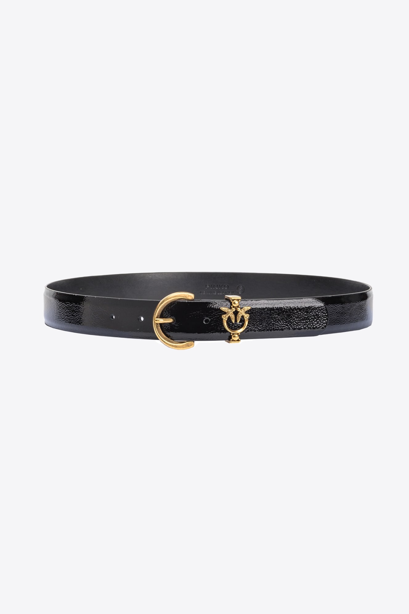 Patent leather belt with Love Birds detail 3cm | PINKO (Global)
