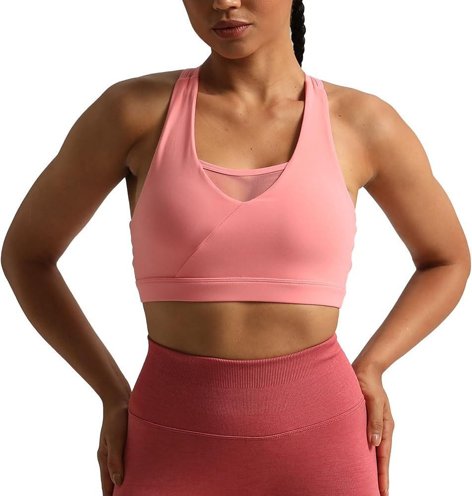 Aoxjox Women's Workout Sports Bras Hilary Mesh Fitness Padded Training High Impact Gym Bra Yoga C... | Amazon (US)