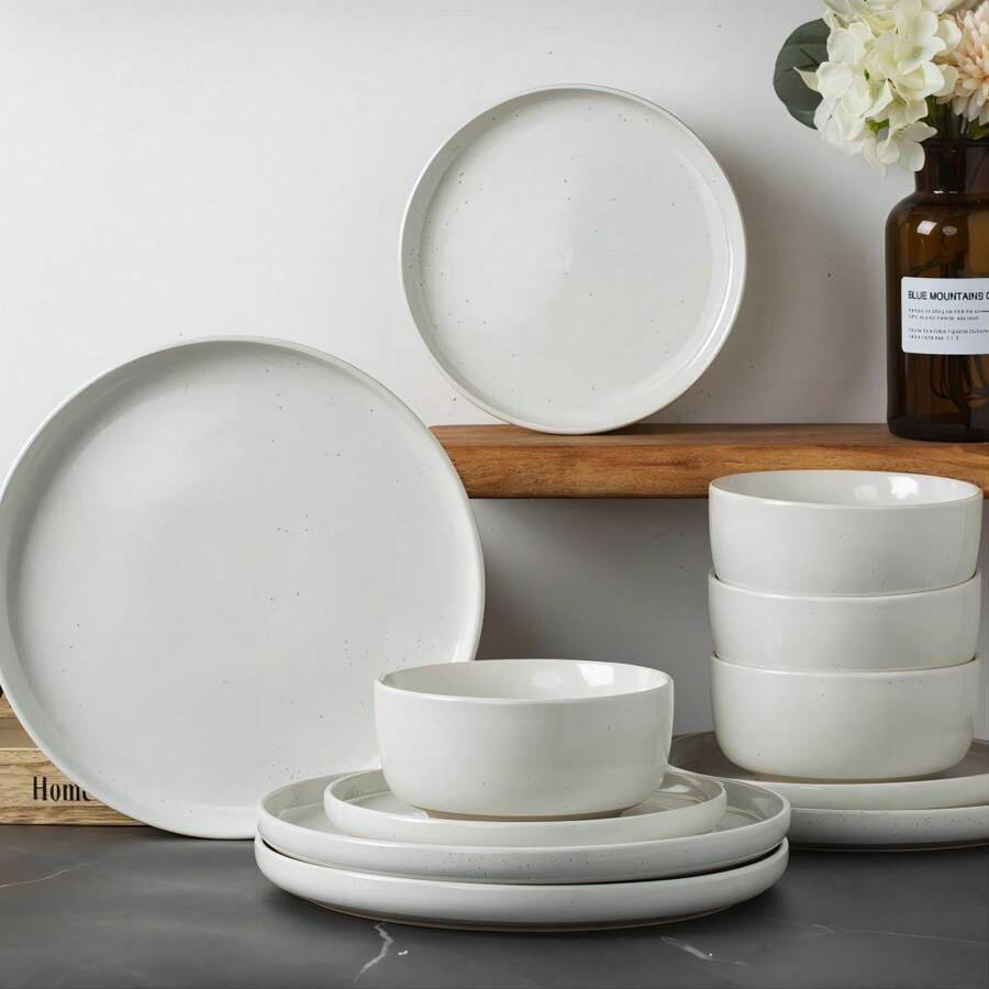 Richmount 12 Pieces Dinnerware Sets, Dishes Set For 4, Plates And Bowls Set, Perfect For Your Fri... | SHEIN