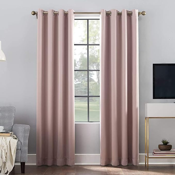Sun Zero Oslo Theater Grade Extreme 100% Blackout Grommet Curtain Panel, 52" x 95", Blush Pink | Amazon (US)