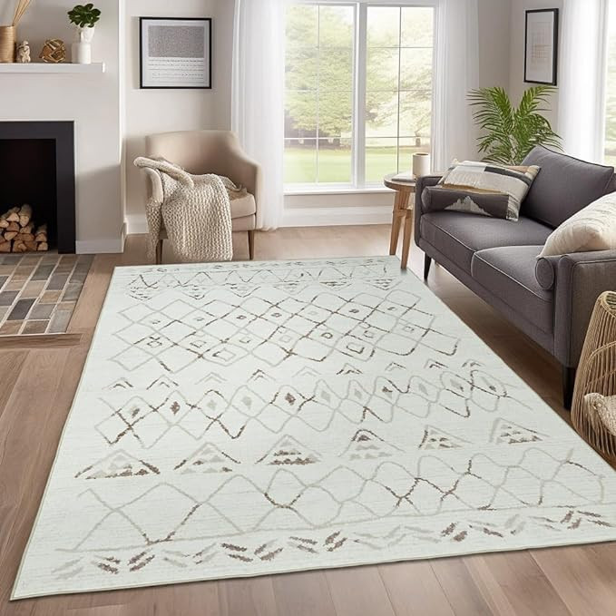 jinchan Area Rug 5x7 Moroccan Rug Washable Rug Modern Geometric Rug Non Slip Accent Thin Rug Outd... | Amazon (US)
