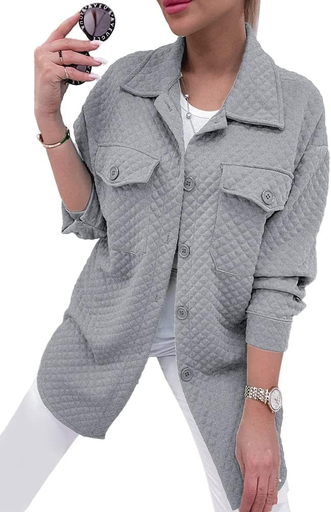 PRETTYGARDEN Women's 2023 Winter Quilted Jackets Lapel Coat Outerwear Casual Long Sleeve Button D... | Amazon (US)