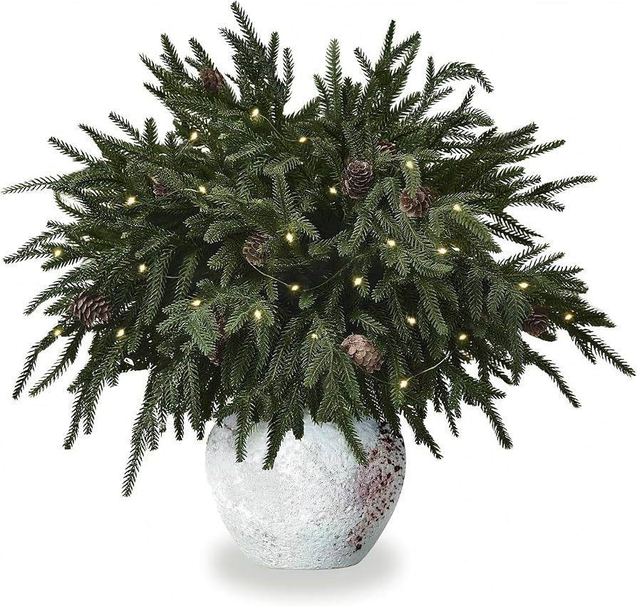 12PCS 20"Christmas Norfolk Pine Branches with Lights Real Touch Faux Stems | Amazon (US)