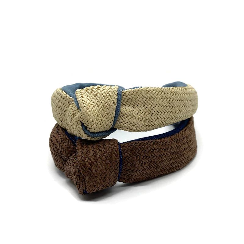 Raffia with Chambray Interior Topknot Headbands (2 Color Options) | Sea Marie Designs