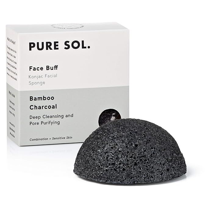 pureSOL Konjac Sponge - Activated Charcoal - Facial Sponge, 100% Natural Sponge, Eco-Friendly - G... | Amazon (US)