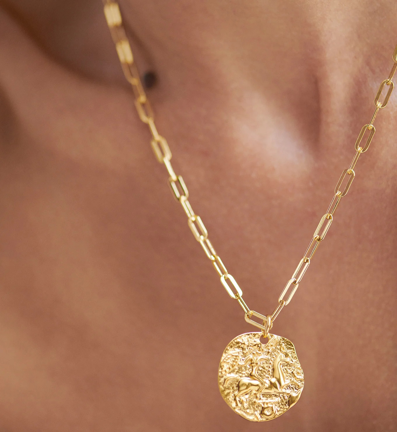 Goddess Coin Paperclip Chain Necklace | Monica Vinader (US)