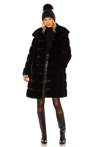 Faux Fur Long Coat in Black | Revolve Clothing (Global)