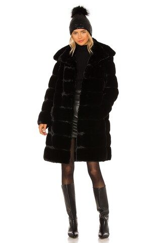 Adrienne Landau Faux Fur Long Coat in Black from Revolve.com | Revolve Clothing (Global)