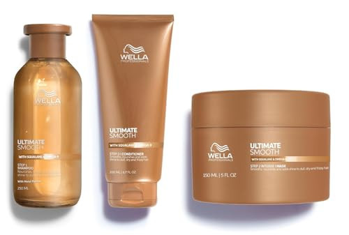 Wella Professionals ULTIMATE SMOOTH Shampoo 8.4 Fl Oz. + Conditioner 6.7 Fl Oz. + Intense Mask 5.7 Fl Oz. | For Dry, Dull & Frizzy Hair | With Squalane & Omega 9 | Amazon (US)