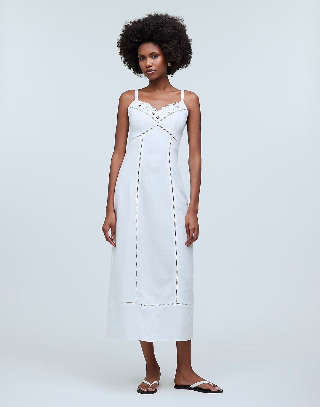 Sweetheart Midi Dress in Linen-Cotton Blend | Madewell