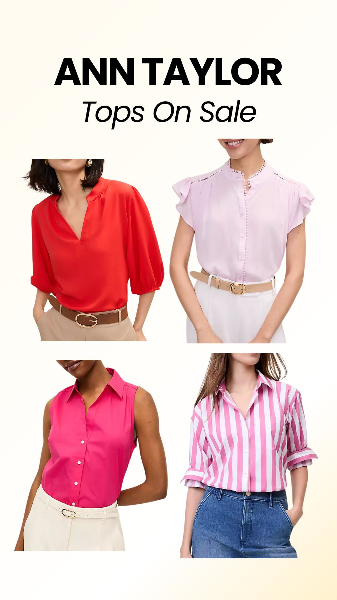 Looking for some new summer tops? Check out the ones on sale at Ann Taylor. Sale ends 5/4.
#workwear #summerwear 

 #LTKSaleAlert #LTKMidsize #LTKTall