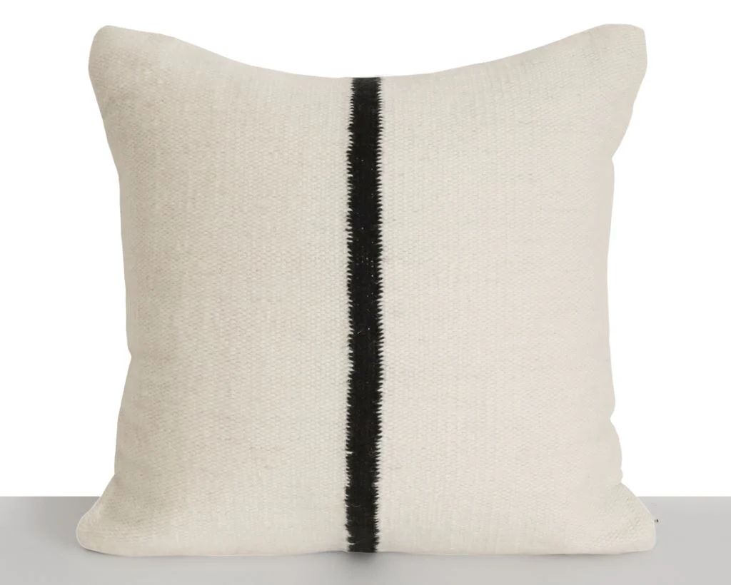 Cream and Black Wool and Cotton Nubby Handwoven Pillow Cover | Coterie, Brooklyn