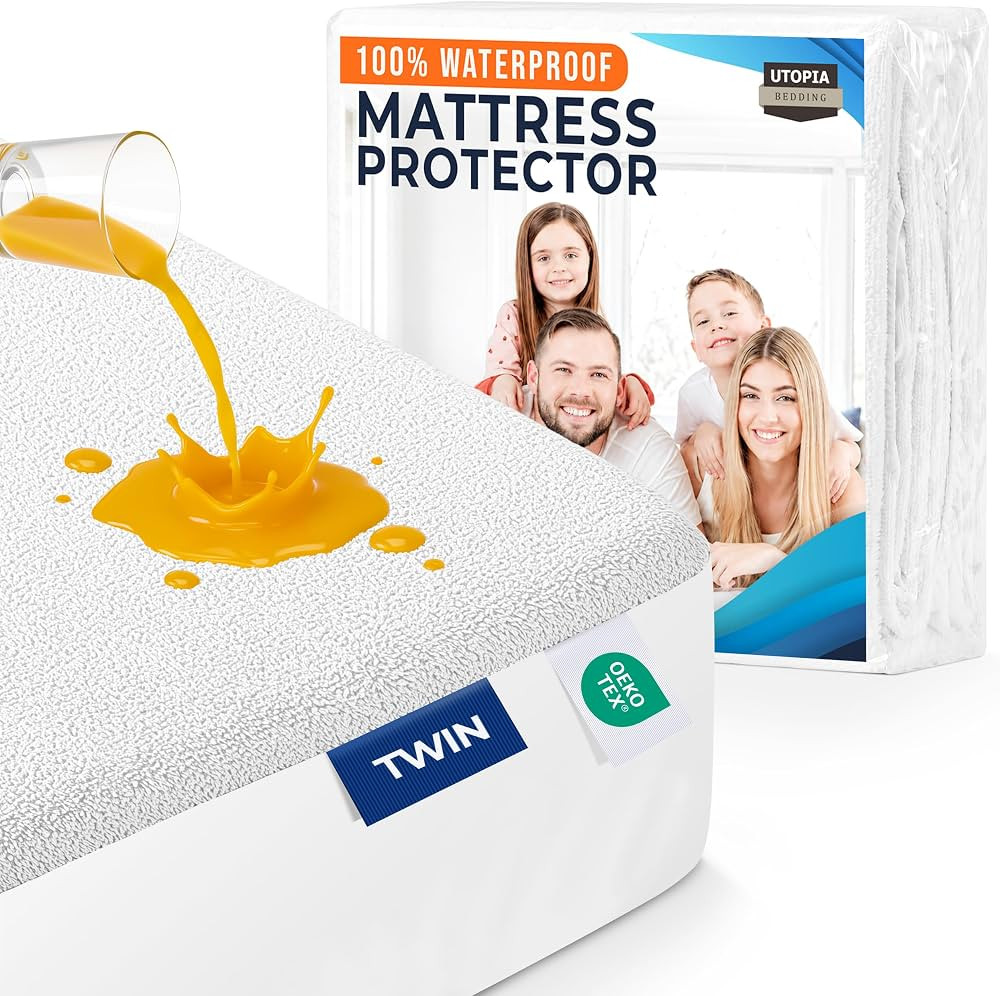 Twin Size Mattress Protector Waterproof, Premium 200 GSM Terry Mattress Cover, Soft & Breathable ... | Amazon (US)