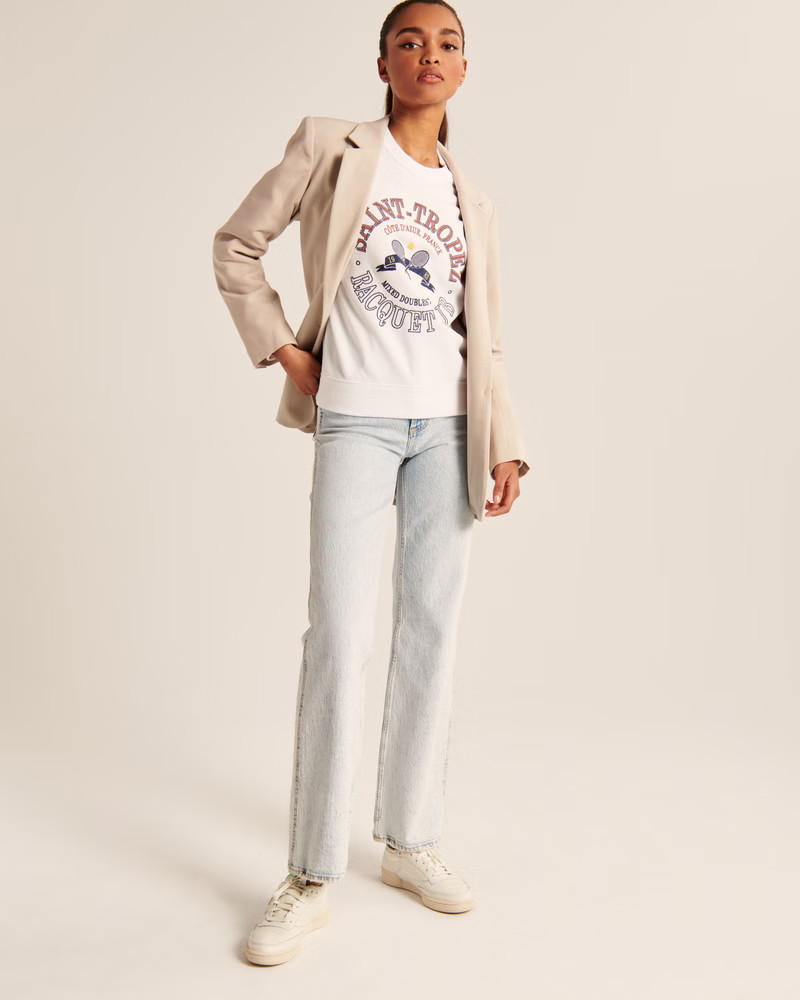 Boyfriend Crew Tennis Graphic Sweatshirt | Abercrombie & Fitch (US)