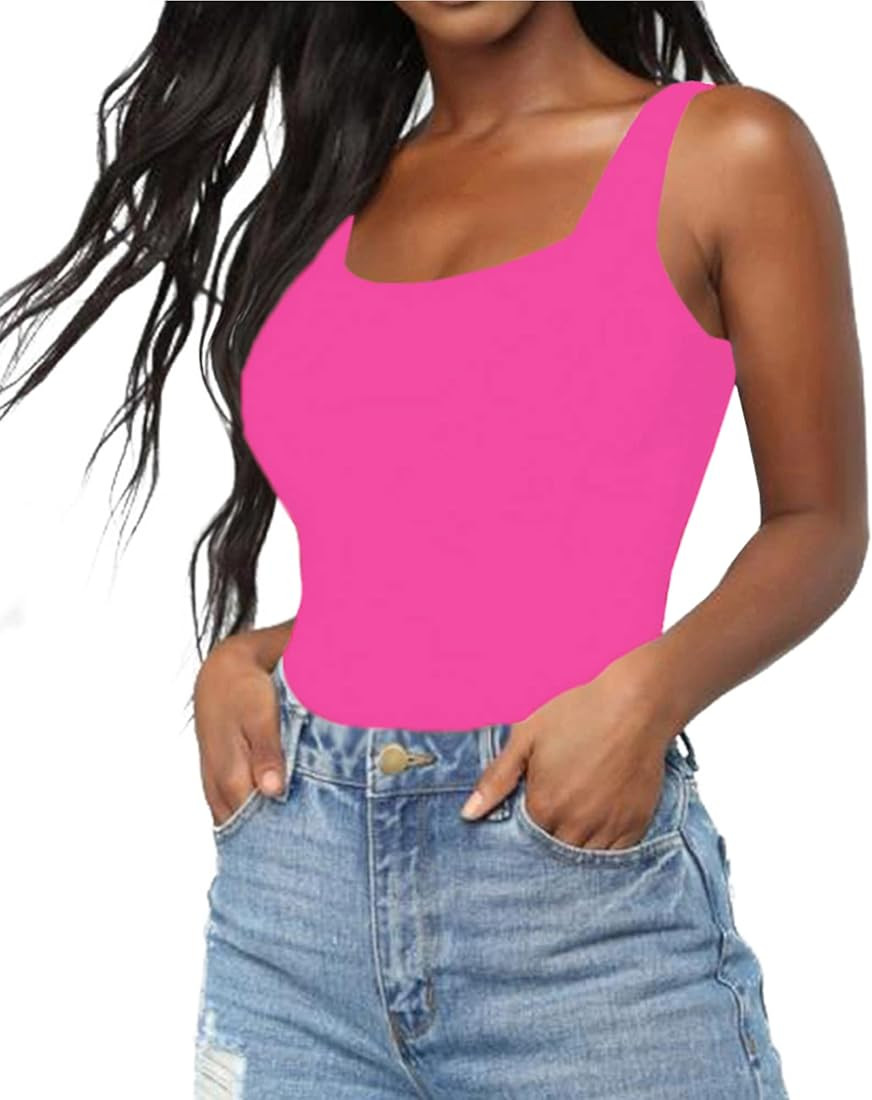 BelleLovin Women's Scoop Neck Bodysuits Sleeveless Tank Top Jumpsuits | Amazon (US)