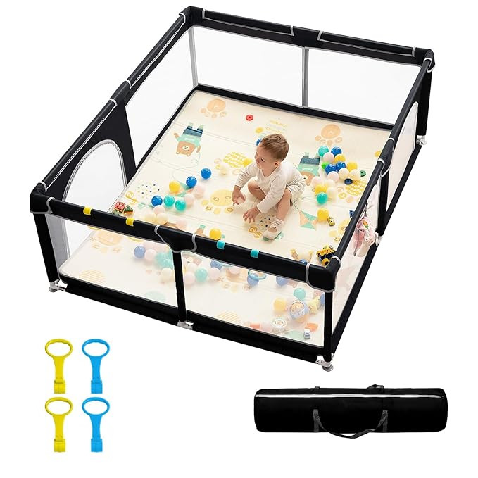 Baby Playpen,71"x59" Extra Large Baby Playard, Playpen for Babies with Gate, Baby Toys 0-6 to 12 ... | Amazon (US)