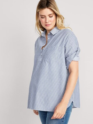 Maternity Boyfriend Popover Shirt | Old Navy (US)