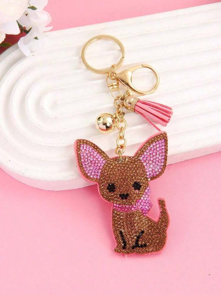 1pc Cute Rhinestone Dog Keychain, Sparkling Puppy Bag Charm With Dangling Paws, Perfect Gift For Dog Lovers, Purse & Backpack Accessory | SHEIN