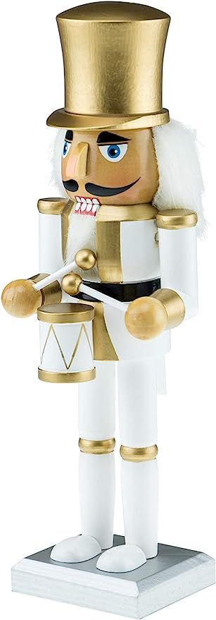 Clever Creations Gold and White Drummer 10 Inch Traditional Wooden Nutcracker, Festive Christmas ... | Amazon (US)