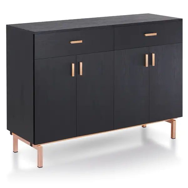 Furniture of America Mason Modern Black Solid Wood Buffet - Black/Rose Gold | Bed Bath & Beyond