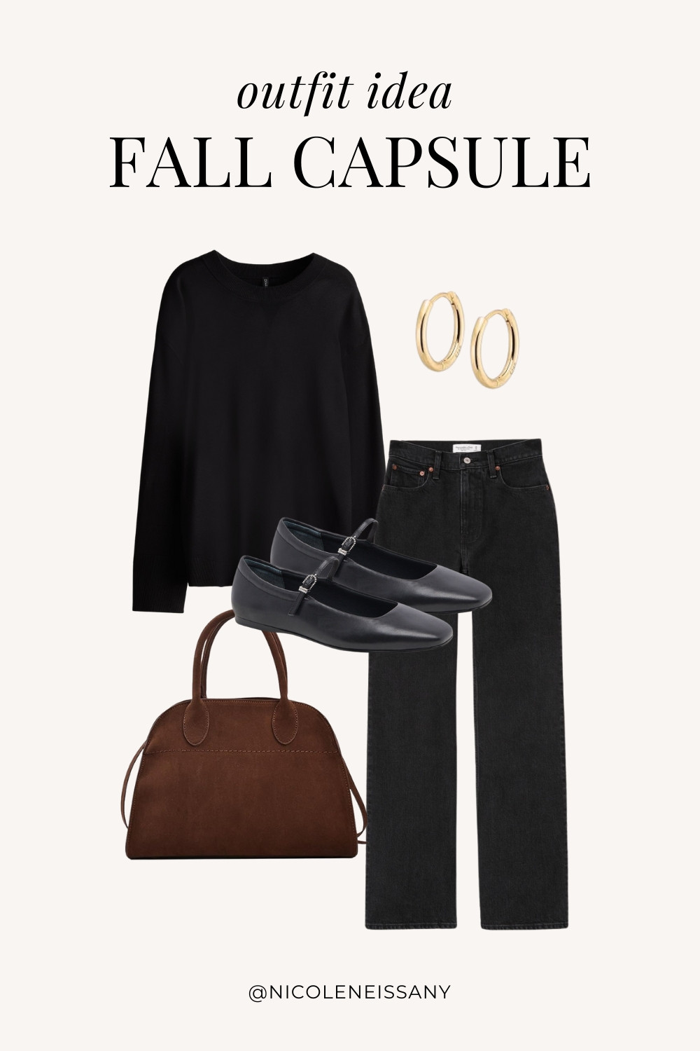 Fall Capsule Wardrobe Outfit Idea | fall capsule outfit, fall outfit, fall outfits, fall style, fall fashion, fall 2024 fashion, fall outfits 2024, fall trends 2024, fall outfit inspo, fall outfit inspiration, fall capsule wardrobe essentials, fall wardrobe essentials, fall closet essentials, fall essentials, fall basics, fall must haves, neutral capsule wardrobe, neutral outfit, neutral fashion, casual outfit, casual date night outfit, elevated casual outfit, brunch outfit, everyday outfit, Abercrombie, Abercrombie denim, Abercrombie jeans, Amazon Fashion, Revolve, Lulus, Nordstrom // fall sweater, black sweater, black denim, black jeans, black ballet flats, gold hoop earrings, brown suede tote bag

#LTKSeasonal #LTKShoeCrush #LTKItBag #LTKStyleTip #LTKFindsUnder50 #LTKFindsUnder100 #LTKTravel #LTKSaleAlert 