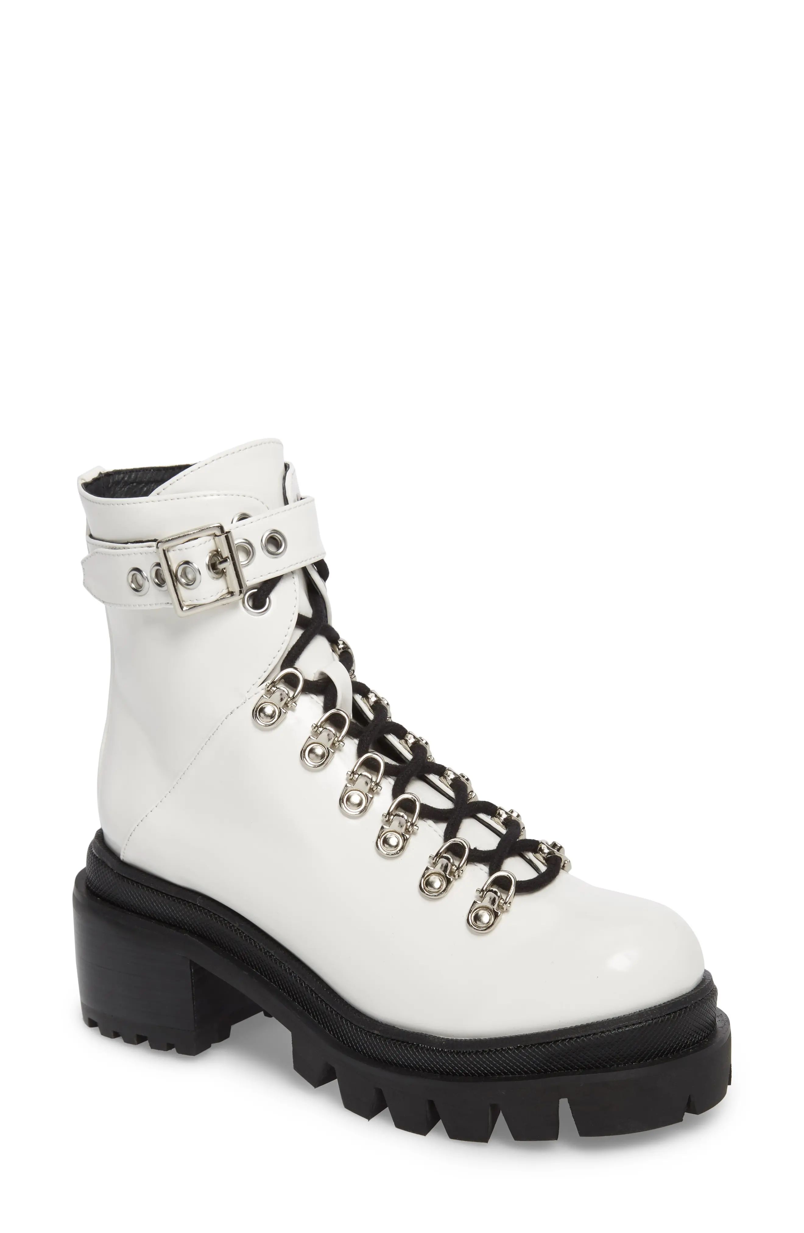 Women's Jeffrey Campbell Czech Lace-Up Boot, Size 6 M - White | Nordstrom