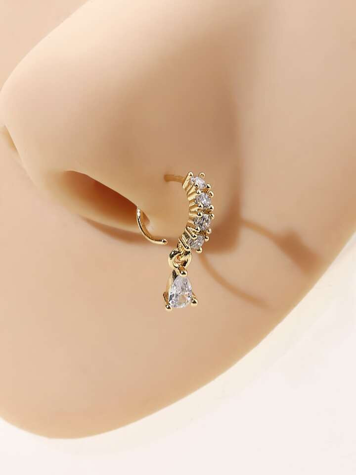 Copper Cubic Zirconia Decor Nose Ring For Women And Men, Punk Piercing, A Fashionable Body Jewelr... | SHEIN