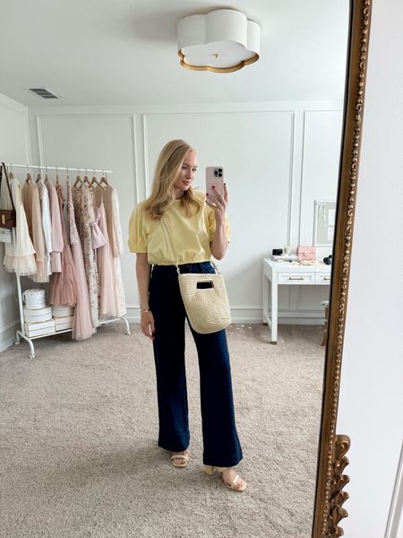 Casual spring outfit idea from Target. I love this puff sleeve top and wide leg jeans. I paired them with these mule heels and bucket bag! 

#LTKSeasonal #LTKxTarget #LTKstyletip