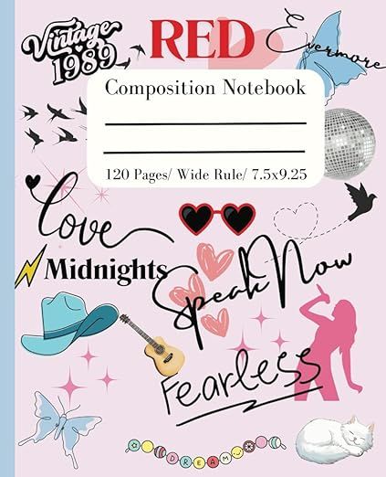 Composition Notebook: Taylor Fan's | Wide Rule Notebook, Composition Notebook, 7.5 x 9.25 in, 120... | Amazon (US)