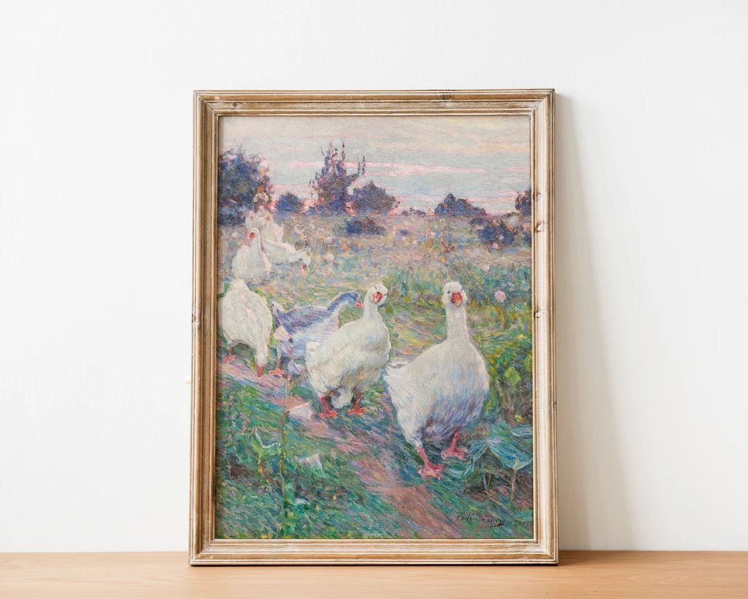 Happy Little Ducks Painting, Printable Mother Goose Garden Nursery Wall Art, Antique Landscape Pa... | Etsy (US)