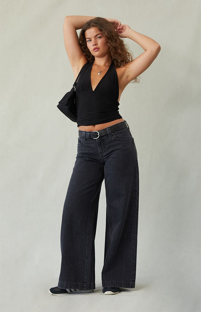 Women's Sloane Low Rise Ultra Baggy Jeans Faded Black in Medium Indigo - Size 30 | PacSun