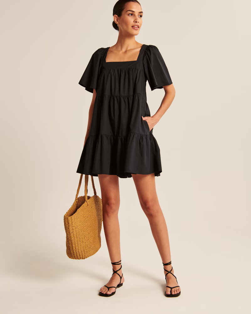Women's Angel Sleeve Trapeze Mini Dress | Women's New Arrivals | Abercrombie.com | Abercrombie & Fitch (US)