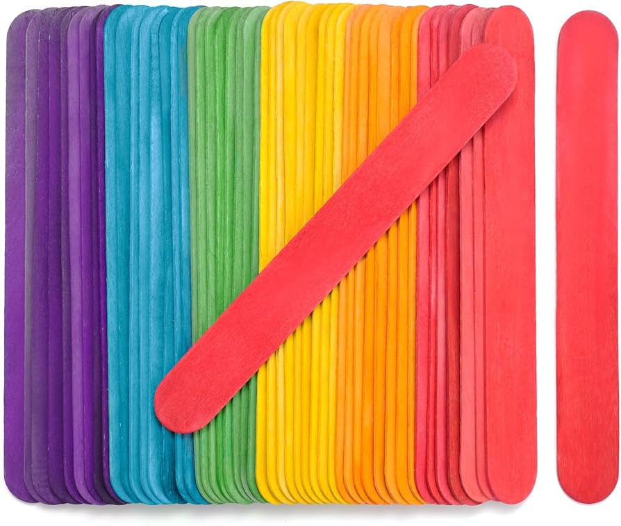 60 Pieces Jumbo Colored Popsicle Sticks, 8 Inch Natural Colored Wooden Craft Sticks, Multi-Purpos... | Amazon (US)