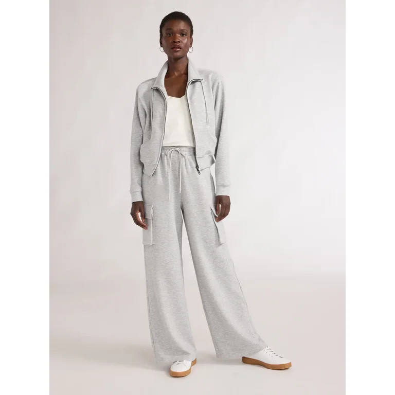 Scoop Women’s and Women’s Plus Scubaknit Wide Leg Cargo Sweatpants, Sizes XS-4X | Walmart (US)