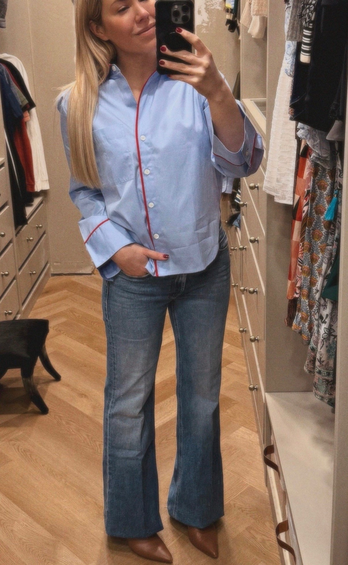 Obsessed with this pajama top!
**Jeans run small but stretch**
Obviously too long but had to share!

#LTKValentine 

#LTKootd #LTKdayinmylife