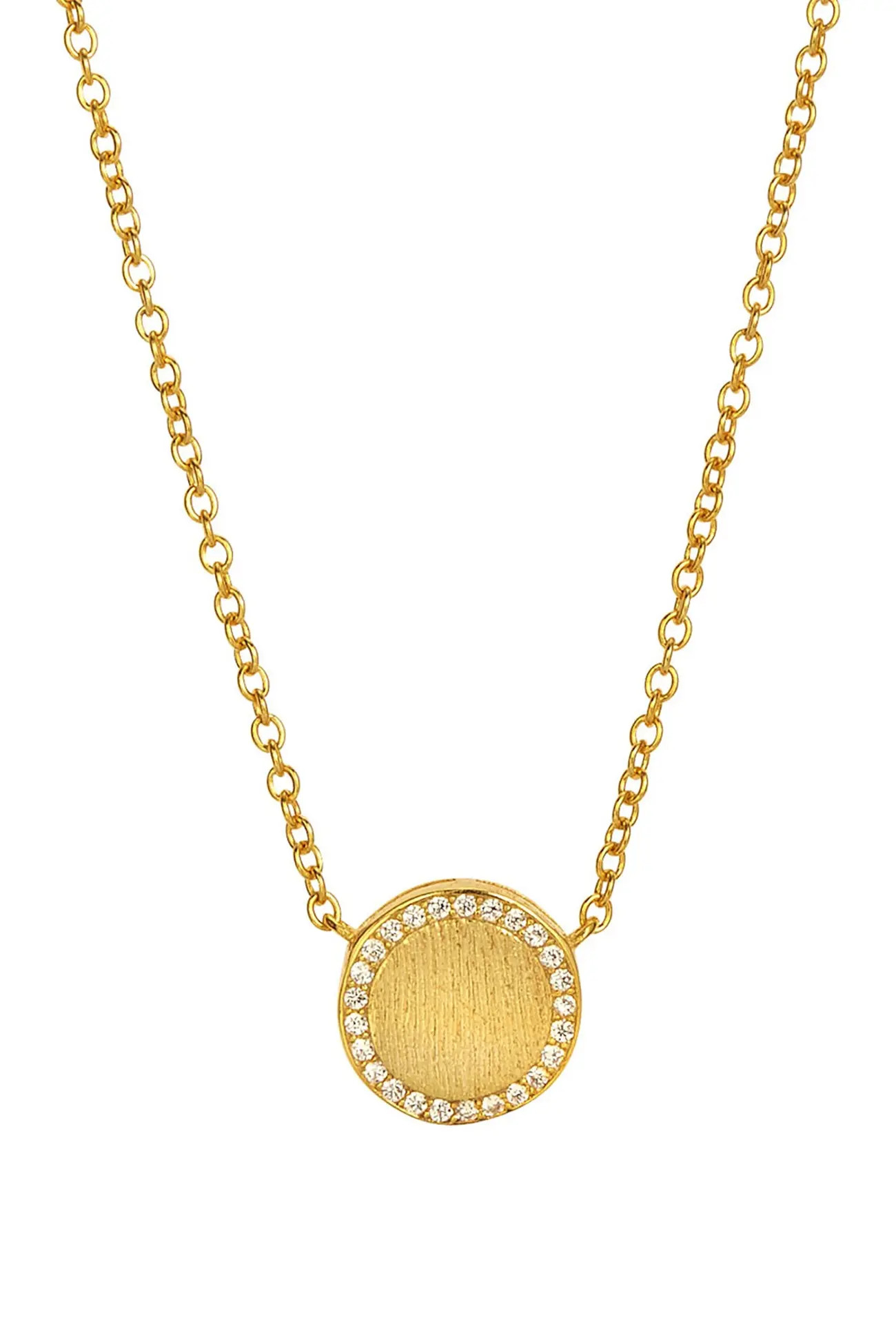 Savvy Cie | 18K Gold Vermeil Satin Finish CZ Halo Necklace | Nordstrom Rack | Nordstrom Rack