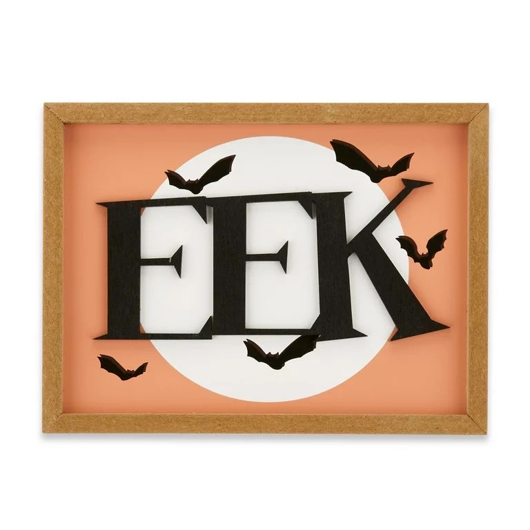 Halloween Multi-Colored MDF "EEK" Bat Box Tabletop Decoration, 8 in x 1.5 in x 5.88 in, by Way To... | Walmart (US)