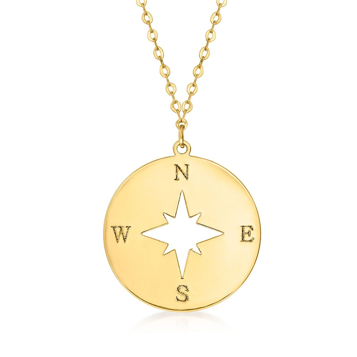 Italian 14kt Yellow Gold Compass Pendant Necklace. 16" | Ross-Simons