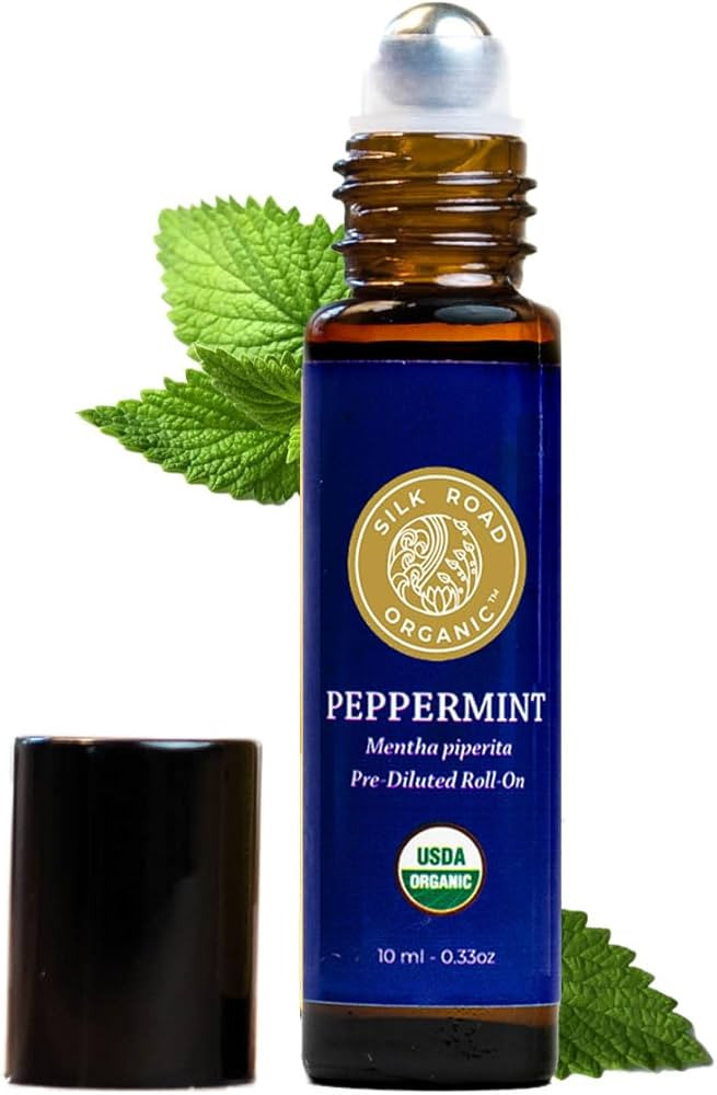 Silk Road Organic Peppermint Essential Oil Roll On, USDA Certified, for Morning Sickness, Motion ... | Amazon (US)