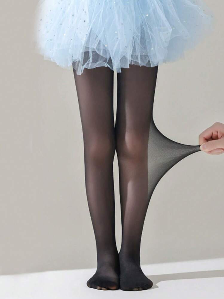 1pc Girls Flower Pattern Ultra-Thin, High Density & Elastic Pantyhose, Can Be Worn As Outer Wear,... | SHEIN