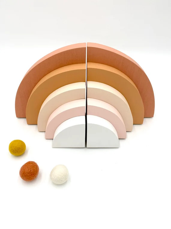 Boho Rainbow Bookends, Bohemian Baby Nursery, Boho Kids Decor, Muted Rainbow Decor, MIdcentury Mo... | Etsy (US)