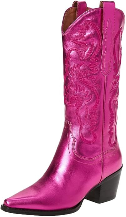 Erocalli Women's Cowgirl Boots Cowboy Boots Vintage Pointed Toe Chunky High Heel Pull On Western ... | Amazon (US)