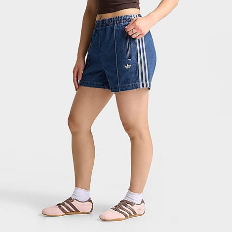 adidas Women's Originals adicolor Firebird Denim Shorts in Indigo Denim Size: Large | JD Sports (US)