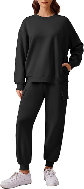 PINSPARK Two Piece Sets for Women Sweatsuit Drawstring Cargo Jogger Sets with 4 Pockets 2024 Airp... | Amazon (US)